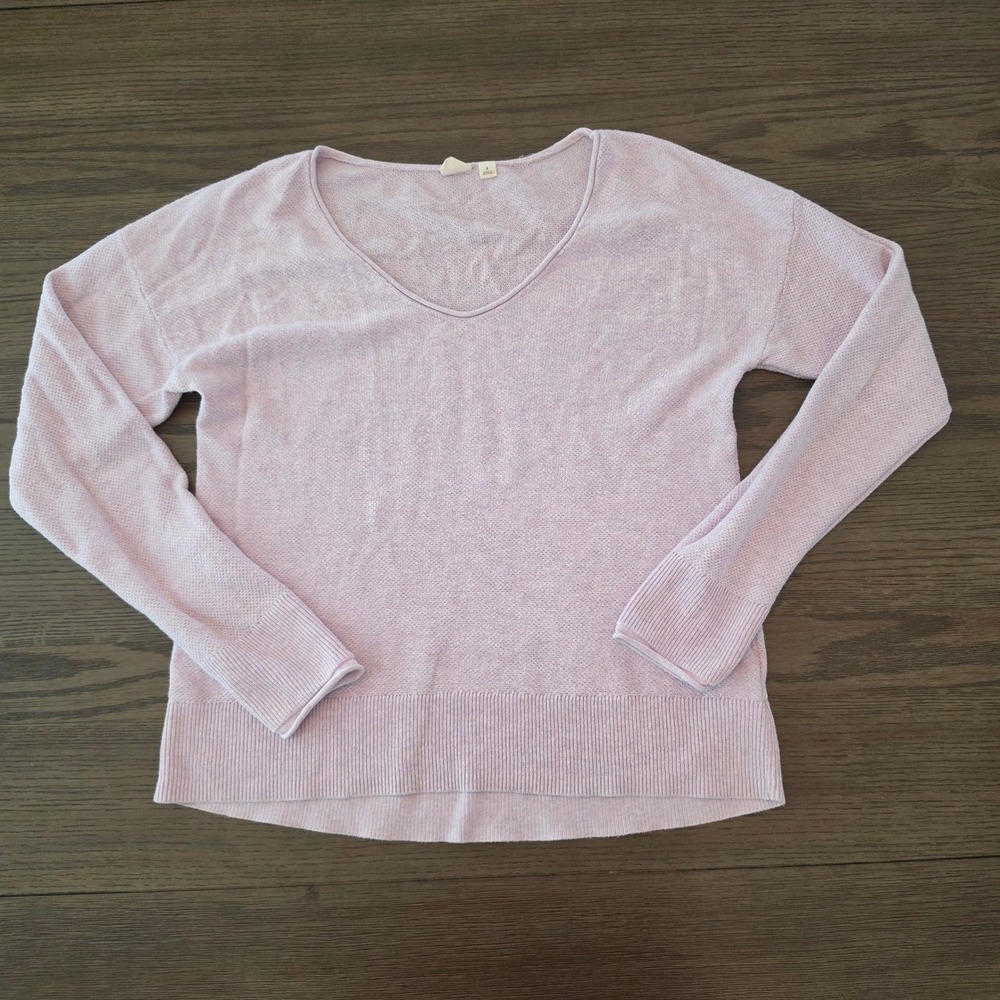 Gap Womens Lavender Purple V-Neck 100% Cotton Textured Knit Sweater Small